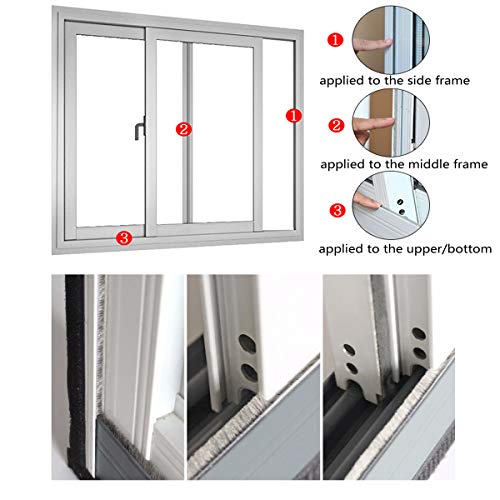 Zhilokdor Weather Stripping Brush for Sliding Windows/Doors Frame Side,Pile Self Adhesive Weatherstrip Seal Strip Sealer Draft Stoppers (33ft x11/32 Backing x 3/16 Brush inch, White) - Image 5