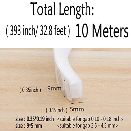 Zhilokdor Weather Stripping Brush for Sliding Windows/Doors Frame Side,Pile Self Adhesive Weatherstrip Seal Strip Sealer Draft Stoppers (33ft x11/32 Backing x 3/16 Brush inch, White) - Image 3