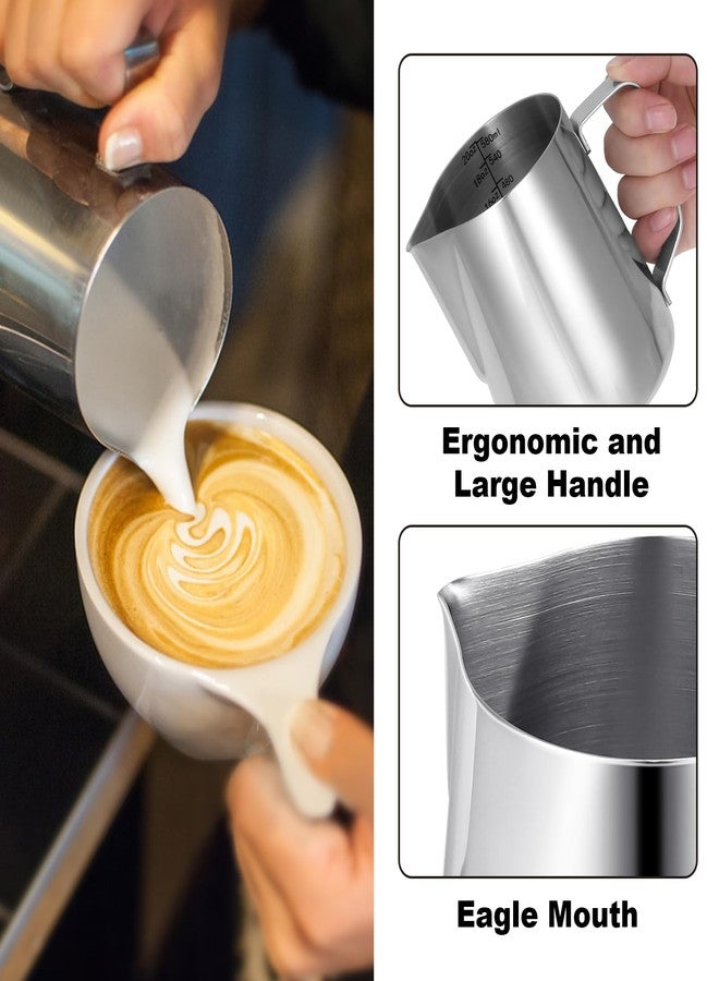 LifHap Milk Frothing Pitcher, 20oz/600ml Milk Steaming Frother Cup, Barista Cappuccino Latte Art Milk Jug with Decorating Pen, Stainless Steel Espresso Coffee Bar Accessories Tools - Image 3