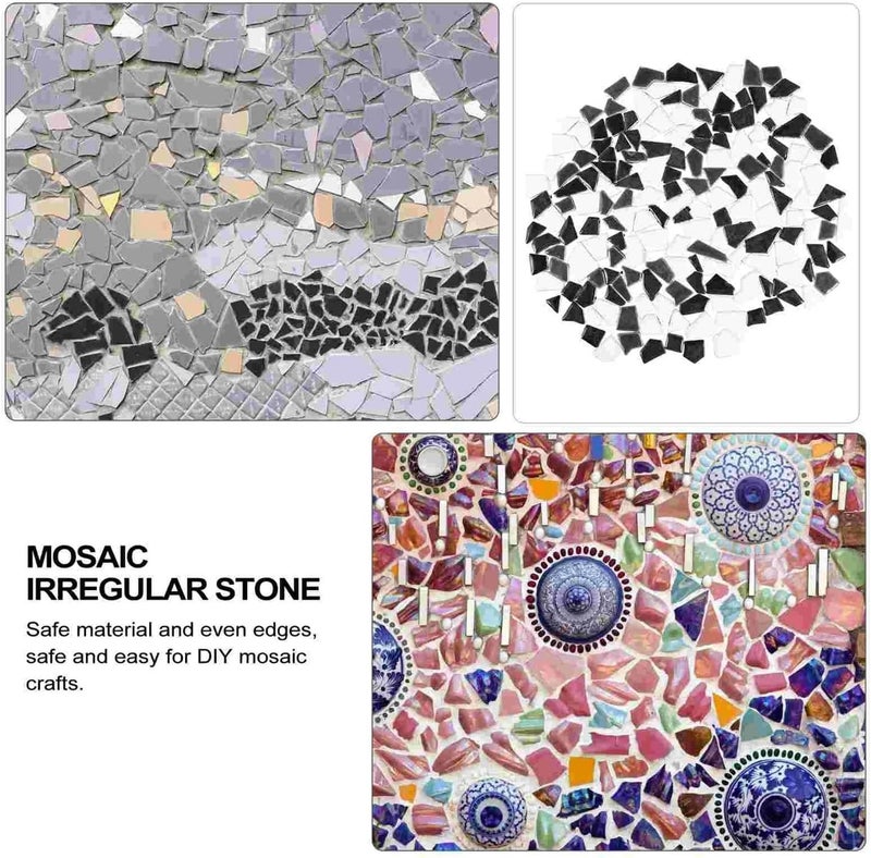 Mosaic Tiles 200g Ceramic Mosaic Glazed Stone Gold Floor Mirror Assortment Small Tile for Crafts DIY Irregular(Green0.5X2CM) - Image 5