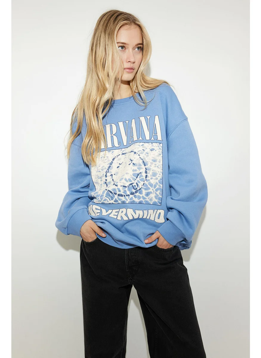 H&M Oversized Printed Sweatshirt