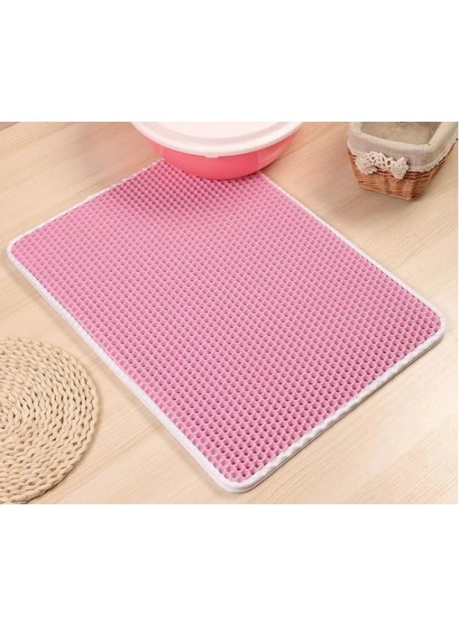 Soft Pink Cat Litter Mat – Small Size | Non-Slip & Waterproof | Easy to Clean - Image 2