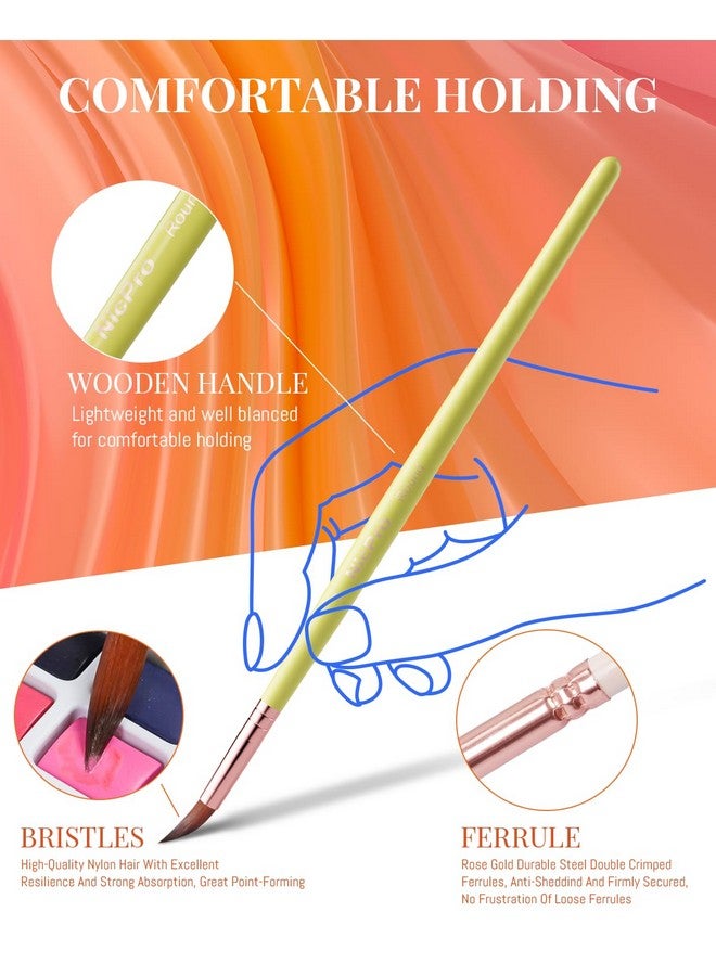 Nicpro 10Pcs Pastel Watercolor Brushes Set Professional Water Color Paint Brush Pointed Round Cat Tongue Liner Dagger Wash For Adult Beginers Watercolor Inks Gouache With Holder & Bag - Image 2