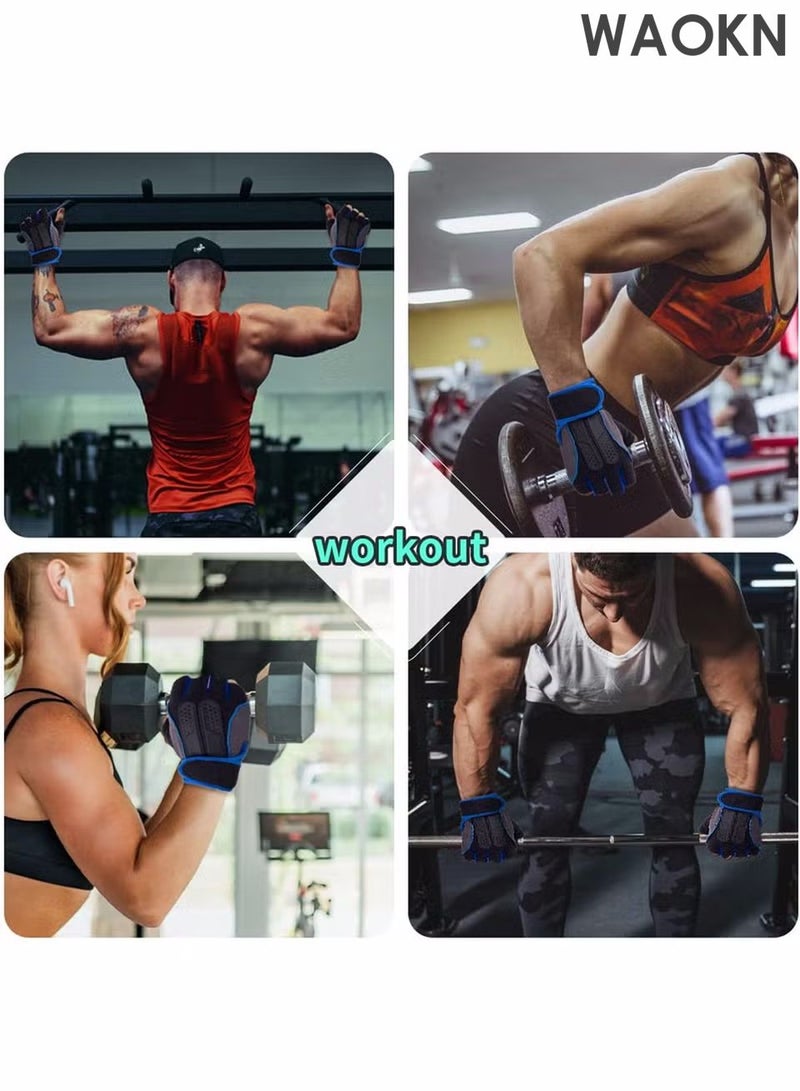 WAOKN Weight Lifting Gloves, Workout Gloves for men and Women, Cycling Gloves with non-slip Silicone & Wrist Support Adjustable Velcro Strap, Suitable for Fitness Training Weightlifting - Image 3