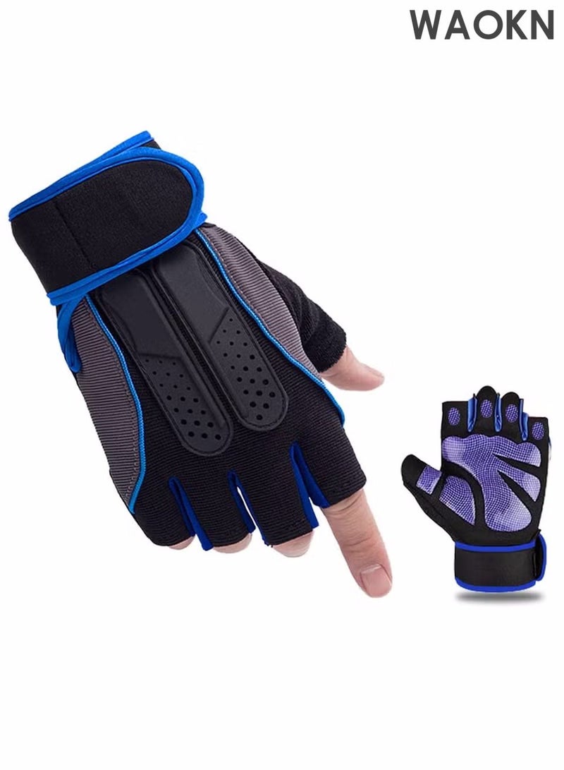 WAOKN Weight Lifting Gloves, Workout Gloves for men and Women, Cycling Gloves with non-slip Silicone & Wrist Support Adjustable Velcro Strap, Suitable for Fitness Training Weightlifting - Image 1