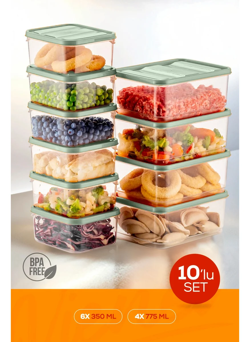 فينيف 10LU Refrigerator Organizer Microwaveable Freezer Storage Container Mint