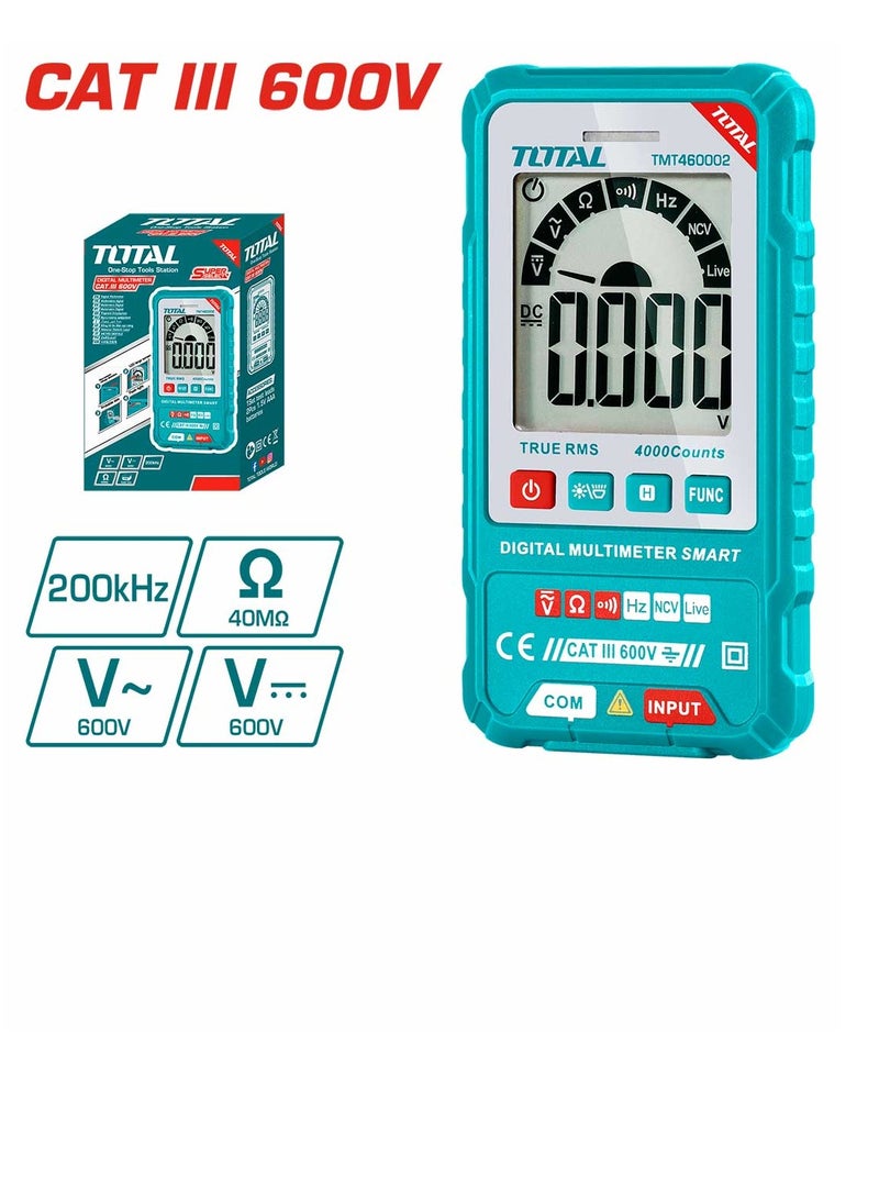 TOTAL TOTAL Digital Multimeter CAT.III 600V – True RMS, Auto Range, Voltage, Resistance, Frequency Measurement, NCV, Live Wire Detection, Includes 2 AAA Batteries  - Image 1