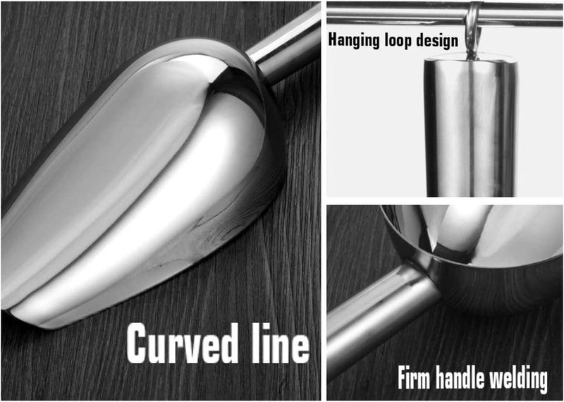 Starthi Stainless Steel Ice Scoop for Freezer, Popcorn, Candy, Flour - Kitchen Bar Spoon Shovel for Ice Cream, Wedding Party (Silver) - Image 3