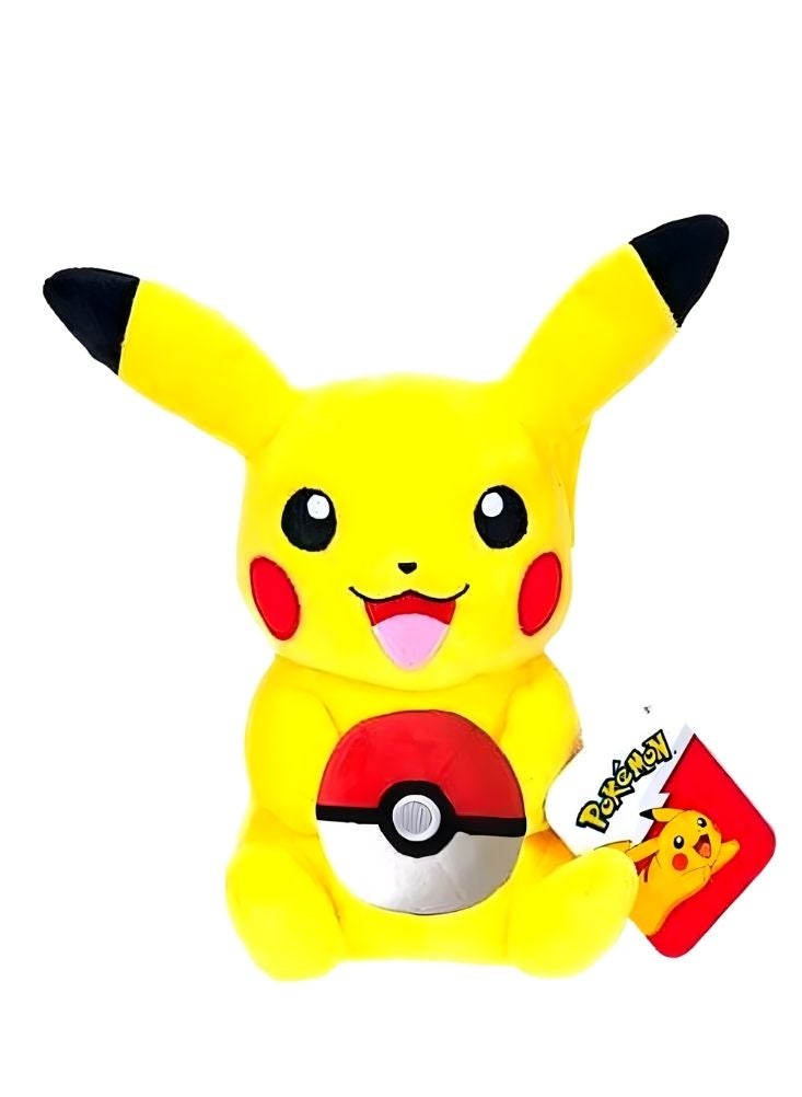 بريميم دمية بيكاتشو القطيفة الصفراء الزاهية ذات الخدين الحمراوين - دمية شخصية أنمي ناعمة محشوة للأطفال وهواة الجمع - Image 1