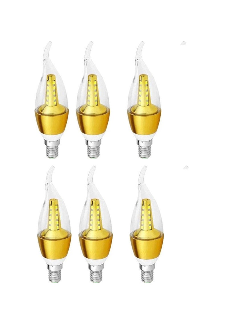 Generic 6 LED Teardrop Warm White Bulbs for Chandeliers and Chandeliers, E14, Yellow, 5W 