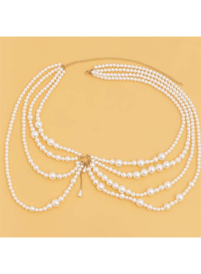 سلسلة بطن من اللؤلؤ، سلاسل خصر متعددة الطبقات، مجوهرات بطن البكيني، موضة الشاطئ، الحفلات، النوادي، إكسسوارات الجسم، مجوهرات للنساء والفتيات - Image 2