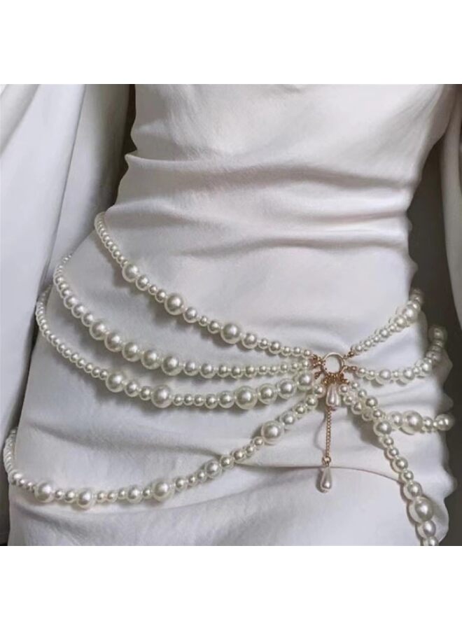 سلسلة بطن من اللؤلؤ، سلاسل خصر متعددة الطبقات، مجوهرات بطن البكيني، موضة الشاطئ، الحفلات، النوادي، إكسسوارات الجسم، مجوهرات للنساء والفتيات - Image 5