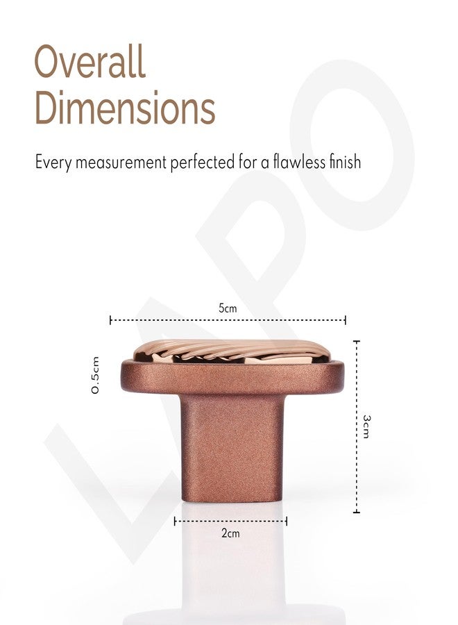 LAPO Stylish Zinc Square Drawer Knobs for Wardrobe & Cabinets, Modern Pull-Push Knobs for Bedroom & Kitchen Drawers, 3 Years Warranty (Rosegold Finish, Pack of 6) - Image 2