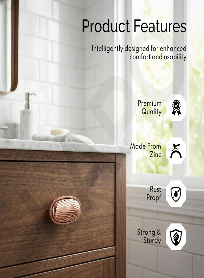 LAPO Stylish Zinc Square Drawer Knobs for Wardrobe & Cabinets, Modern Pull-Push Knobs for Bedroom & Kitchen Drawers, 3 Years Warranty (Rosegold Finish, Pack of 6) - Image 3