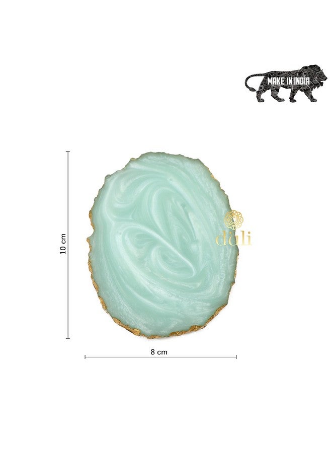 DULI Set of 6 Premium Resin Coasters Tea,Coffee Coasters (10 * 8 cm) (Aqua) - Image 4