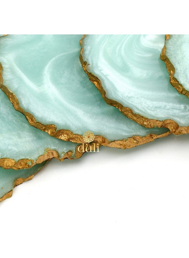 DULI Set of 6 Premium Resin Coasters Tea,Coffee Coasters (10 * 8 cm) (Aqua) - Image 5