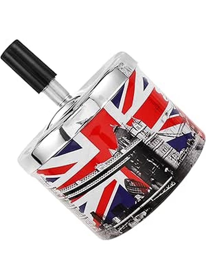 Windproof Automatic Extinguishing Metal Ashtray With Rotating Lid For Indoor Outdoor Use - Image 1