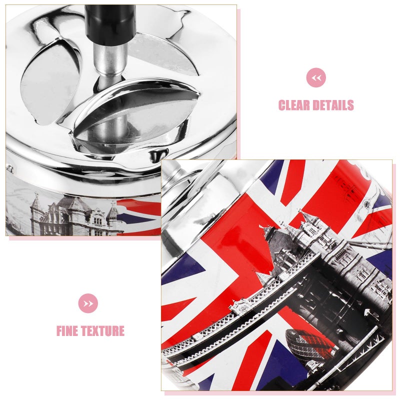 Windproof Automatic Extinguishing Metal Ashtray With Rotating Lid For Indoor Outdoor Use - Image 4