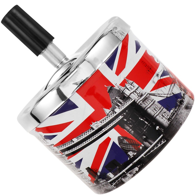 Windproof Automatic Extinguishing Metal Ashtray With Rotating Lid For Indoor Outdoor Use - Image 2