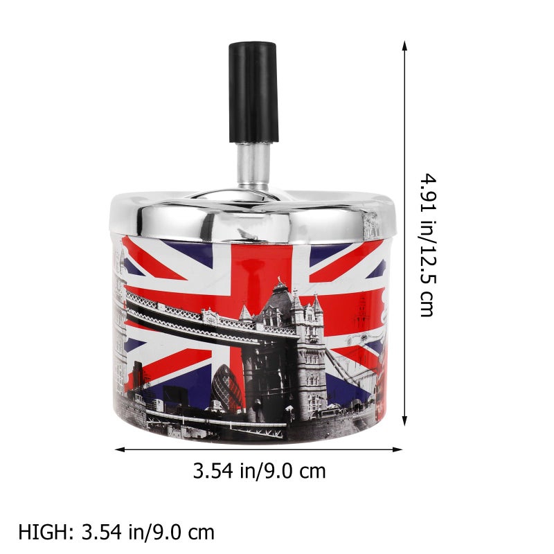 Windproof Automatic Extinguishing Metal Ashtray With Rotating Lid For Indoor Outdoor Use - Image 3