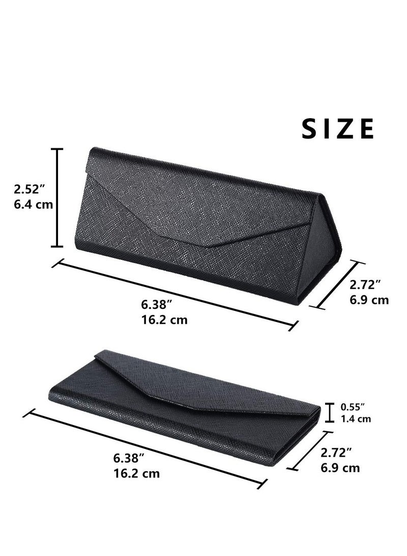 Excefore Glasses Cases Portable PU Folding Hard Shell Eyeglasses Protector Fall Resistance Most Styles of Sunglasses Eyeglasses Reading Glasses for Students Office Workers Travelers 3PCS - Image 2