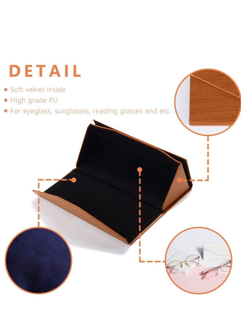 Excefore Glasses Cases Portable PU Folding Hard Shell Eyeglasses Protector Fall Resistance Most Styles of Sunglasses Eyeglasses Reading Glasses for Students Office Workers Travelers 3PCS - Image 3