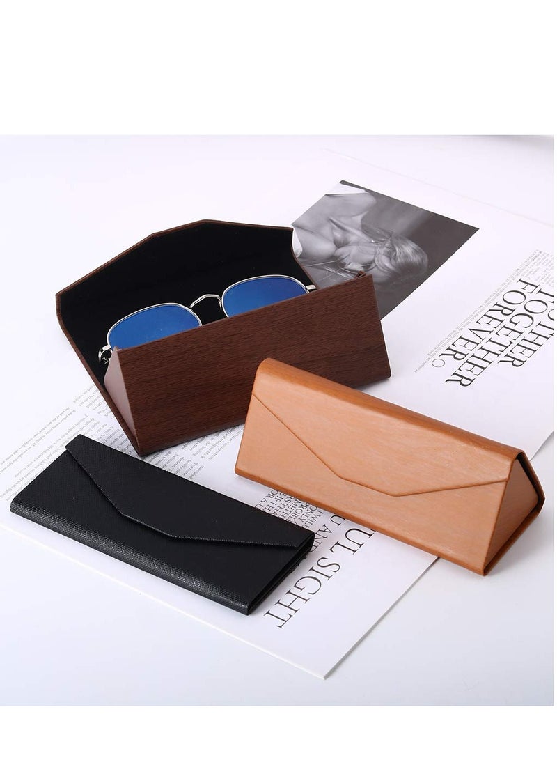 Excefore Glasses Cases Portable PU Folding Hard Shell Eyeglasses Protector Fall Resistance Most Styles of Sunglasses Eyeglasses Reading Glasses for Students Office Workers Travelers 3PCS - Image 4