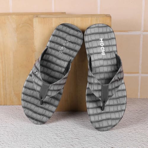 Mochi Men Grey Synthetic Reptile Print Casual Slippers UK/8 EU/42 (16-999) - Image 2