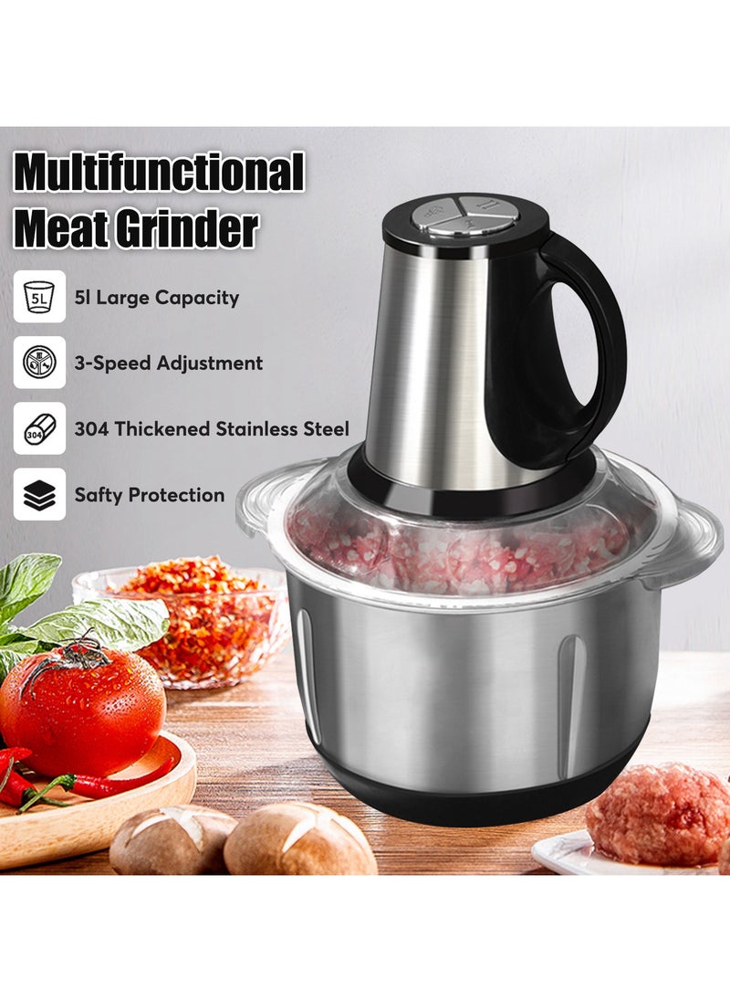 Perfin Electric Chopper 5 L 500W Meat Grinder Mincer 3 Speeds Food Processor Multipurpose Food Chopper  - Image 2