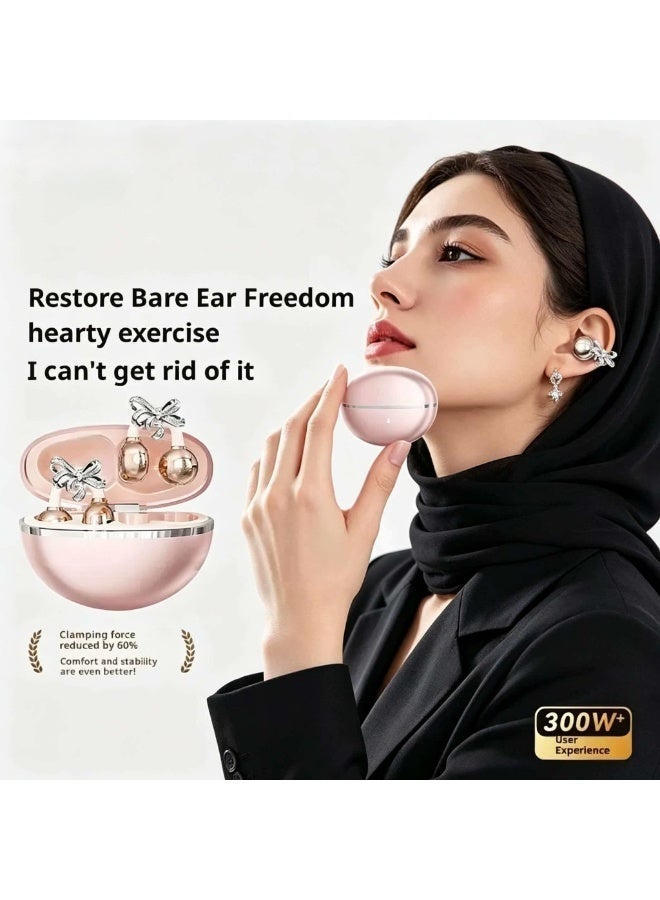 جليرو سماعات أذن لاسلكية مفتوحة (Clip-On) بتصميم مشبك، مزودة بأقراط كريستالية؛ توفر تثبيتاً آمناً ومريحاً دون التسبب في أي ألم. - Image 3