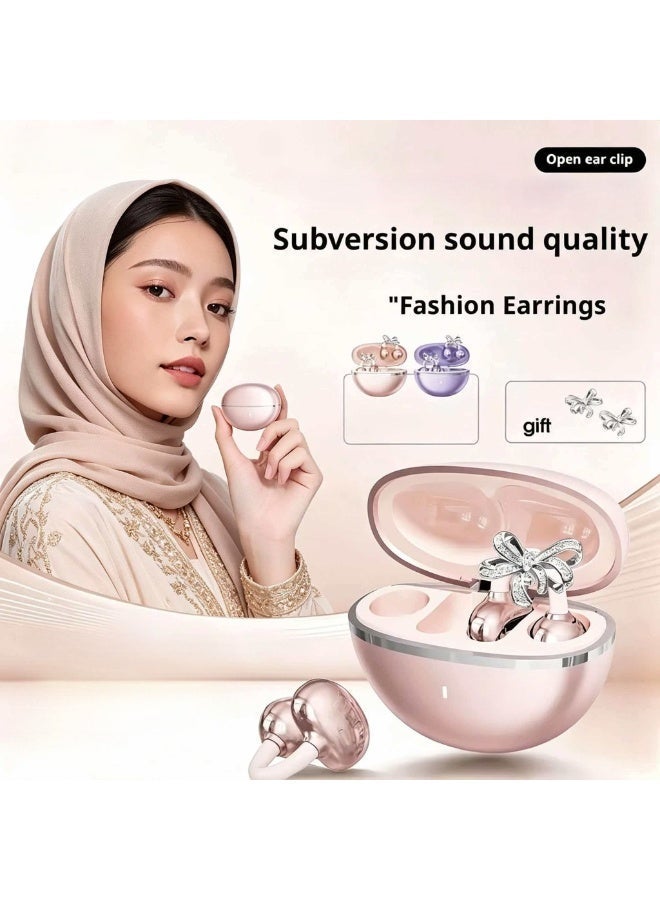 جليرو سماعات أذن لاسلكية مفتوحة (Clip-On) بتصميم مشبك، مزودة بأقراط كريستالية؛ توفر تثبيتاً آمناً ومريحاً دون التسبب في أي ألم. - Image 4