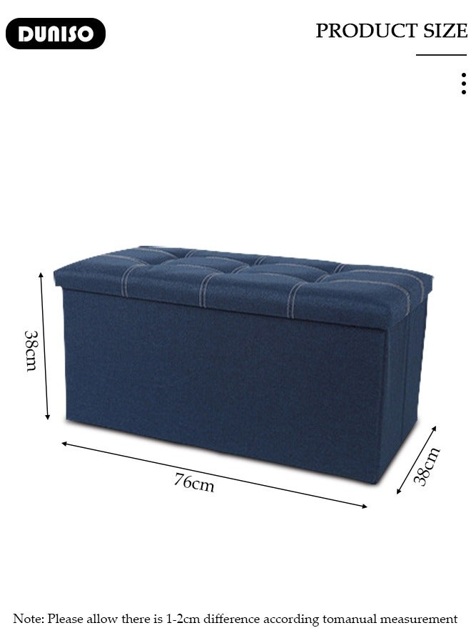 DUNISO Foldable Storage Ottoman Storage Boxes Footrest Step Stool Versatile Space-Saving Footstool Bench Storage Toy Box with Lid for Dorm Living Room Bedroom Entryway  - Image 4
