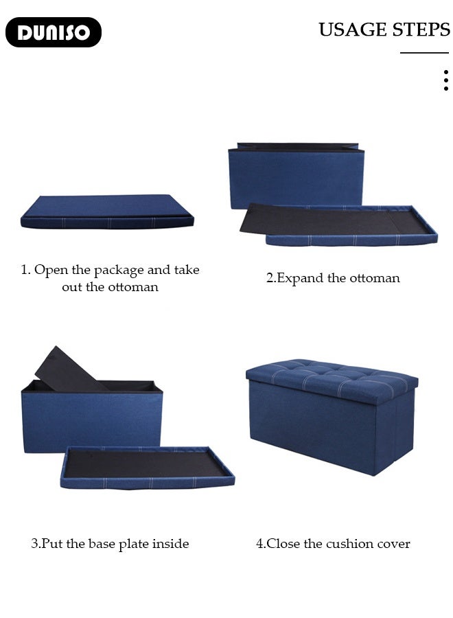 DUNISO Foldable Storage Ottoman Storage Boxes Footrest Step Stool Versatile Space-Saving Footstool Bench Storage Toy Box with Lid for Dorm Living Room Bedroom Entryway  - Image 5