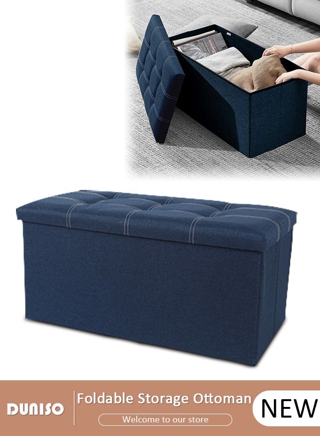 DUNISO Foldable Storage Ottoman Storage Boxes Footrest Step Stool Versatile Space-Saving Footstool Bench Storage Toy Box with Lid for Dorm Living Room Bedroom Entryway  - Image 1