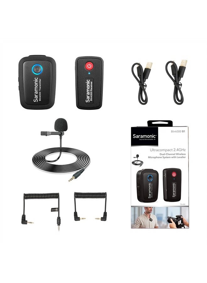 Saramonic Portable 2.4GHz Wireless Microphone System, Blink500 Ultracompact Dual-Channel Wireless Mic for Smartphone DSLR Camera Tablets Mirrorless for YouTube Facebook Live Vlogging Video Recording  - Image 1