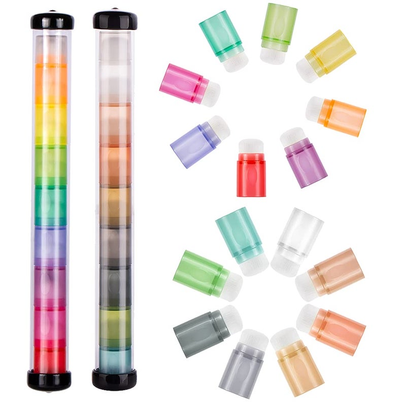 Yoseng 16 pcs Finger Ink Blending Brushes for Card Making for PaintingDrawingCard MakingCommodities for Finger PaintingCraft Color Coded Handles Ink Blender ToolBrush Head Diameter 06