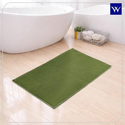 Welspun DRYLON Bath Mats Small Anti Skid HIGH Durability Stain Resistant Aesthetic Home Decor Essentials Easy Care(Solid 40CMX60CM)-Green - Image 2