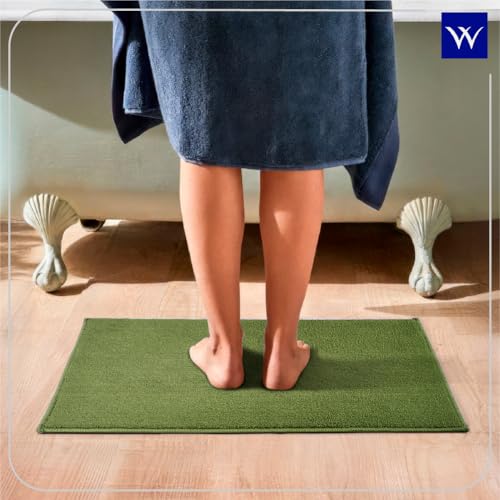 Welspun DRYLON Bath Mats Small Anti Skid HIGH Durability Stain Resistant Aesthetic Home Decor Essentials Easy Care(Solid 40CMX60CM)-Green - Image 3