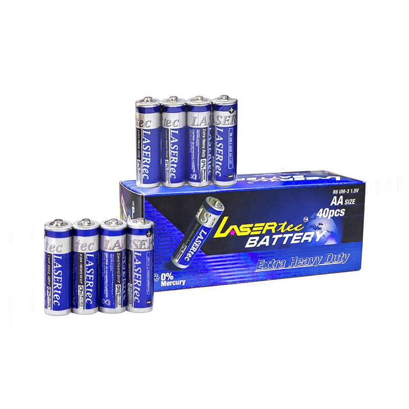 Lasertec AA UM-3 R6 PVC Batteries – Durable Coating, 40-Piece Box
