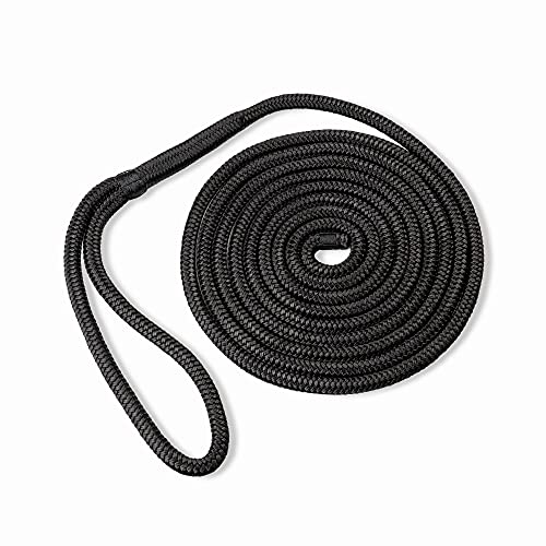 ACY Marine Double Braided Nylon Dock Line (Black, 1/2-Inch x 25-Feet) - Image 1