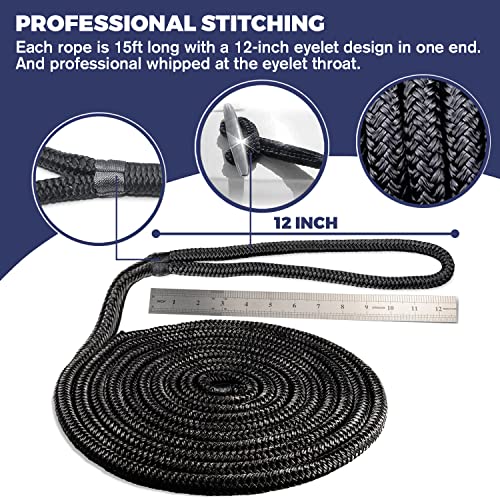 ACY Marine Double Braided Nylon Dock Line (Black, 1/2-Inch x 25-Feet) - Image 5