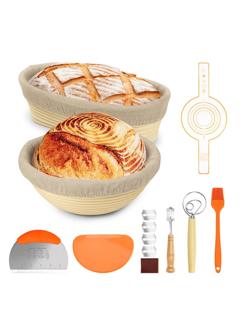 6 Piece Set of European Rattan Fermentation Basket Baking Utensils Bread Fermentation Basket Round 23 Oval 25 - Image 1