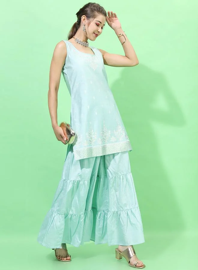 Vishudh Women Blue Printed Kurta Set with Dupatta by Styli