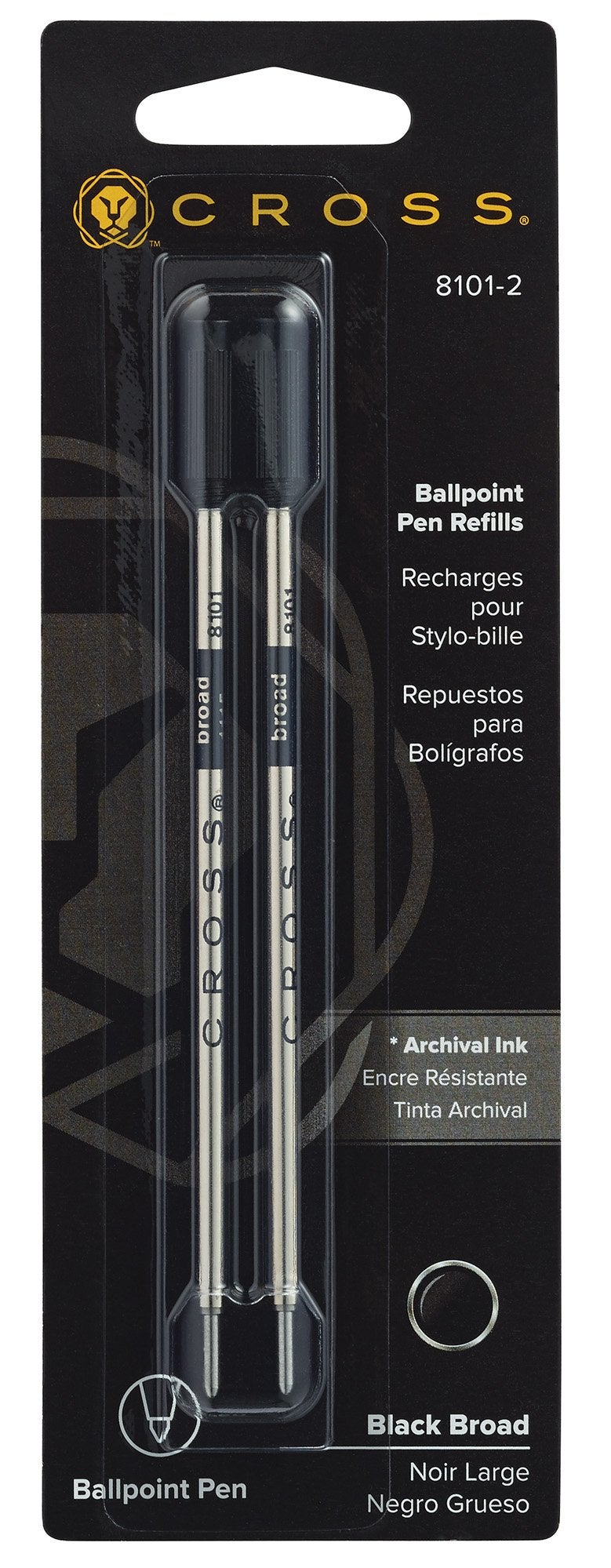Cross Ballpoint Pen Refill - Black - Broad - Dual Pack - Image 1