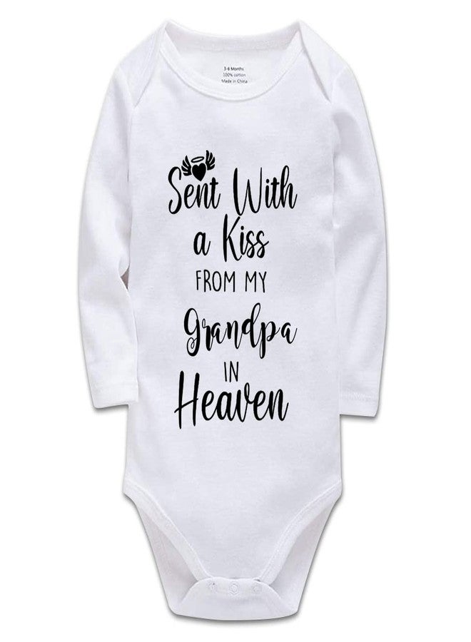 YCICIVDee Baby Bodysuit,Sent with A Kiss from My Grandpa in Heaven-Newborn Infant Baby Bodysuit White Long Sleeve 0-3 Months - Image 1
