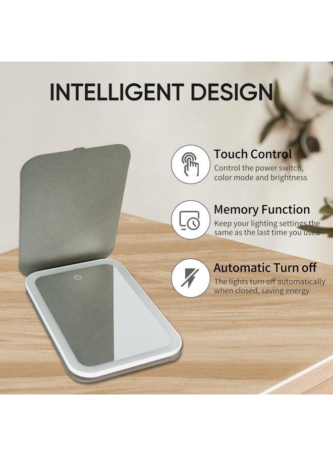 Nicesail Makeup Mirror With Light For Travel Folding Mirror With 3 Color Lighting Adjustable Brightnesstable Mirror Of 360 Rotation Standnon Reversing Mirror (No Magnification Blue)  - Image 3