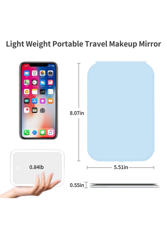 Nicesail Makeup Mirror With Light For Travel Folding Mirror With 3 Color Lighting Adjustable Brightnesstable Mirror Of 360 Rotation Standnon Reversing Mirror (No Magnification Blue)  - Image 2