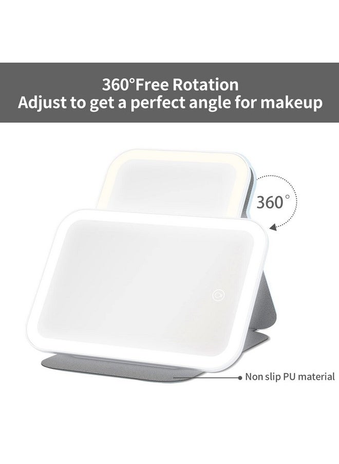 Nicesail Makeup Mirror With Light For Travel Folding Mirror With 3 Color Lighting Adjustable Brightnesstable Mirror Of 360 Rotation Standnon Reversing Mirror (No Magnification Blue)  - Image 5