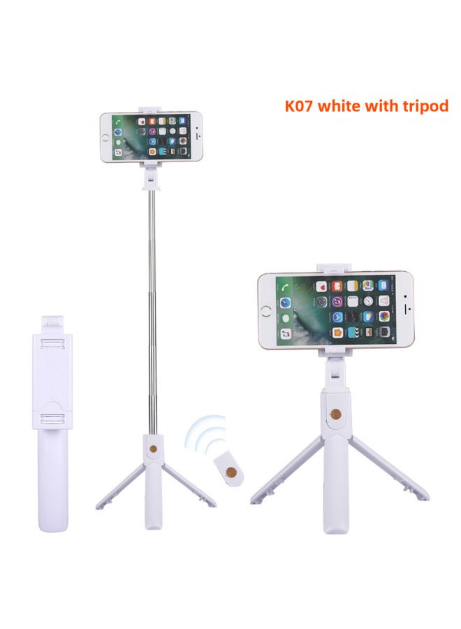 Loquat Direct K10 Bluetooth Selfie Stick Tripod Mobile Phone Universal Live Remote Control Camera K07 Mobile Phone Selfie Stick-Color:K07 White - Image 1