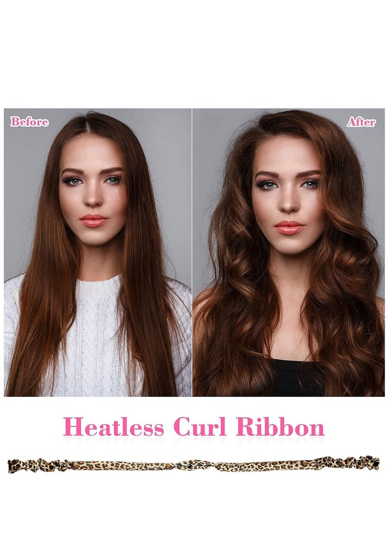 SYOSI - Heatless Curl Ribbon, Extra Large Ribbon Diy Big Barrel Curlers, Heatless Hair Curlers, Spiral Curlers Hair Rollers, for Most Hairstyles (Leopard) - Image 1
